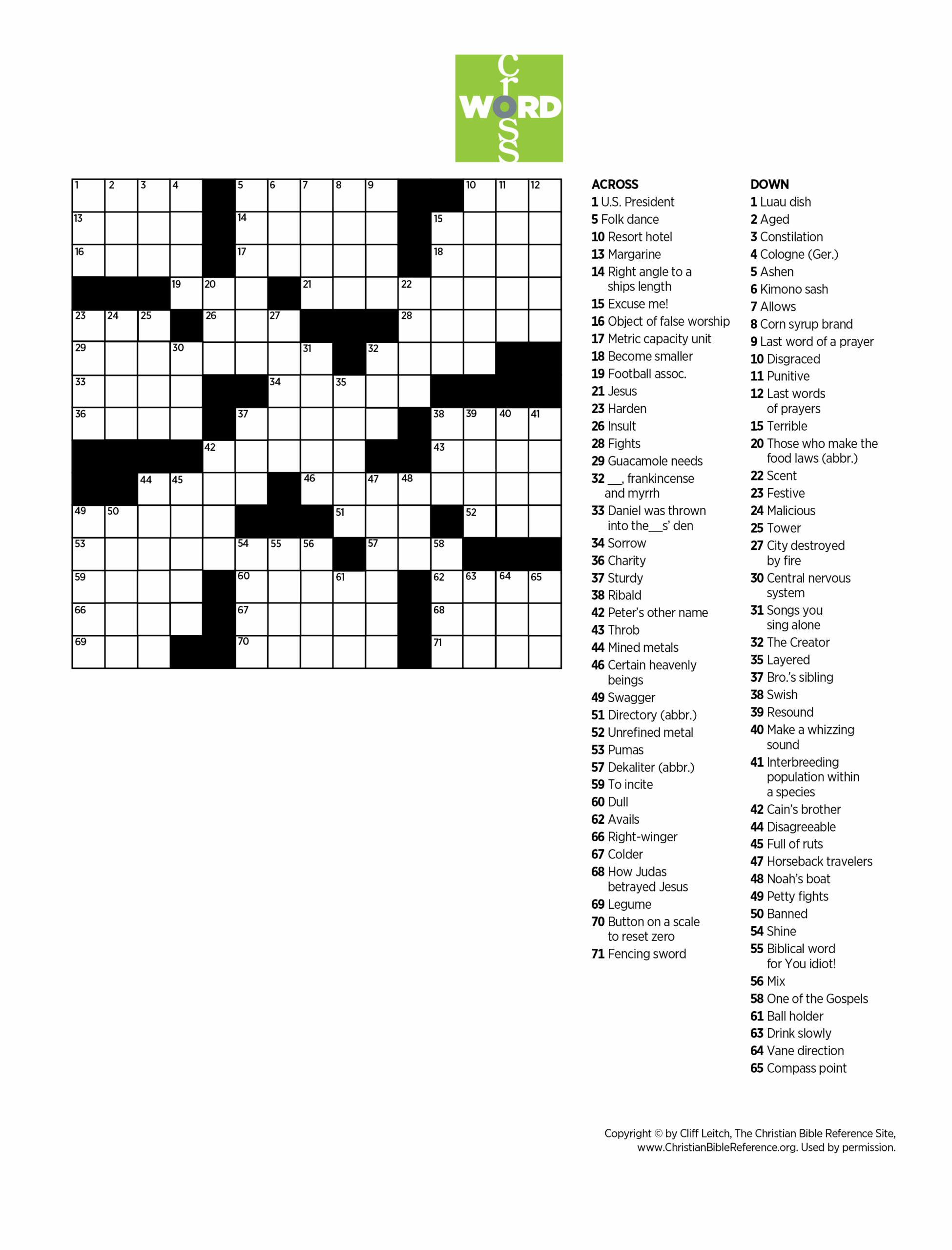 March Crossword War Cry