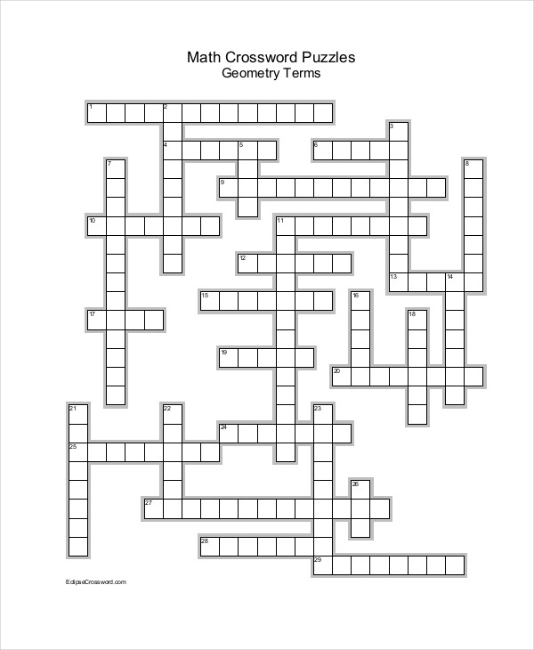 Math Crossword Puzzles Printable