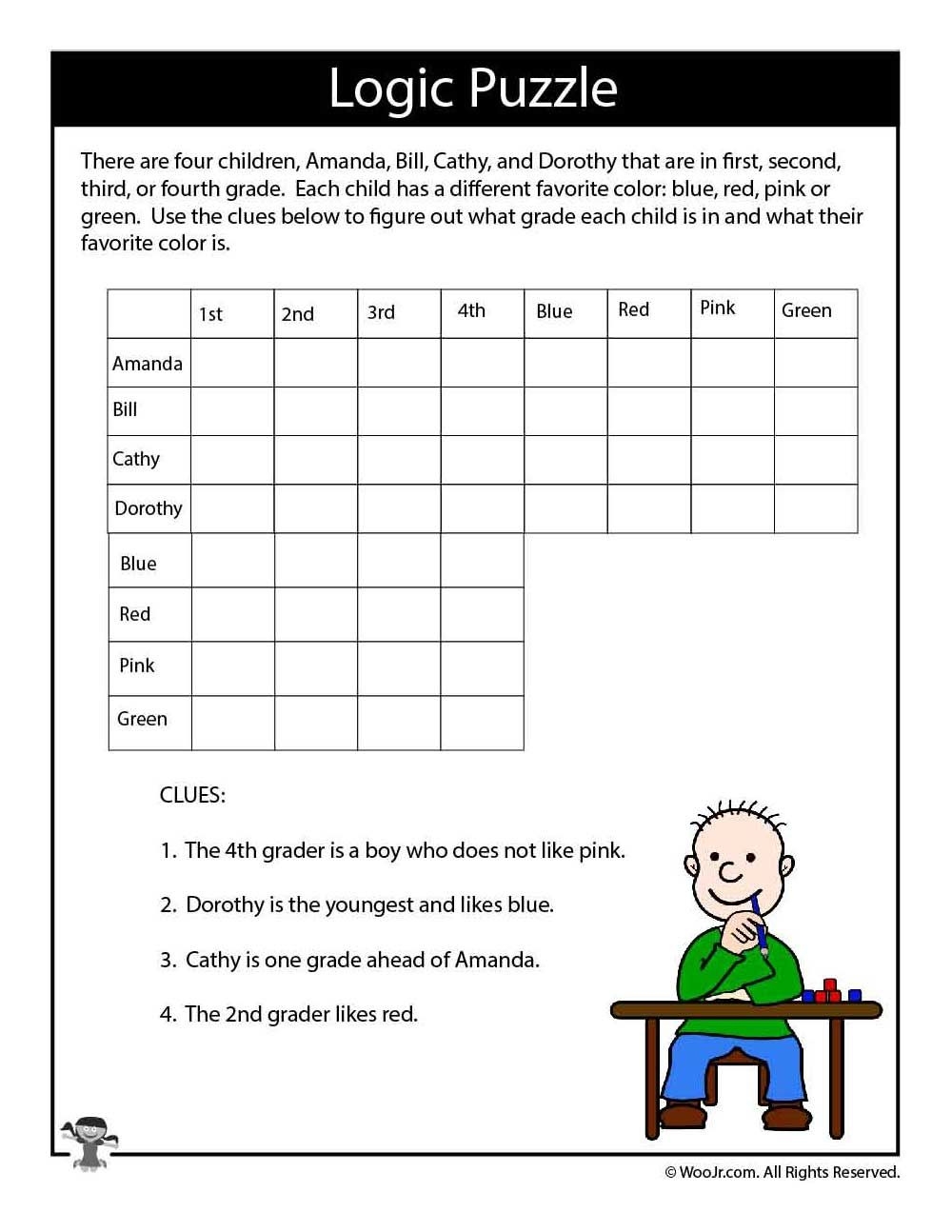 Math Logic Puzzles Printable Printable Logic Puzzles