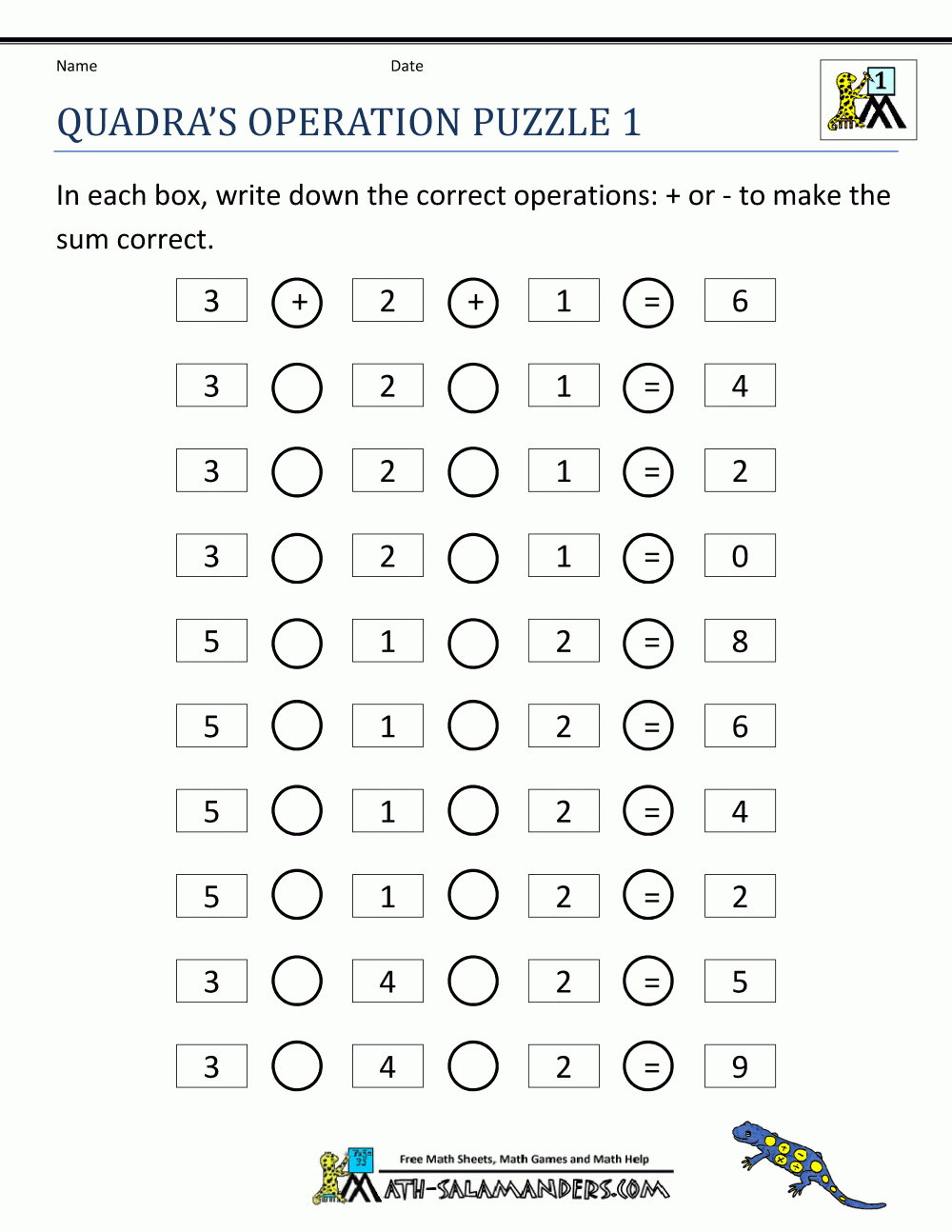 Math Puzzle 1st Grade