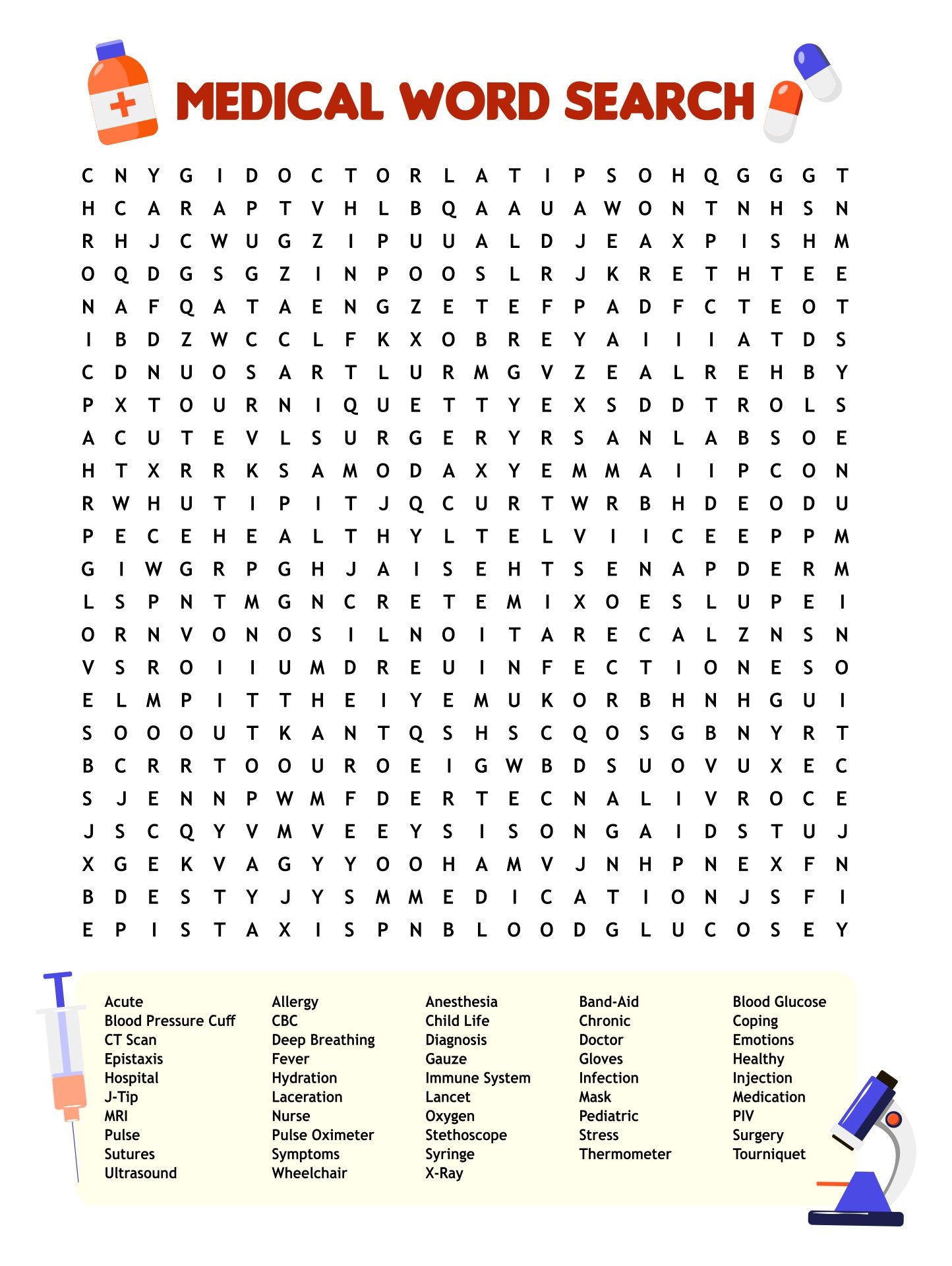Medical Word Search Puzzles 10 Free PDF Printables Printablee