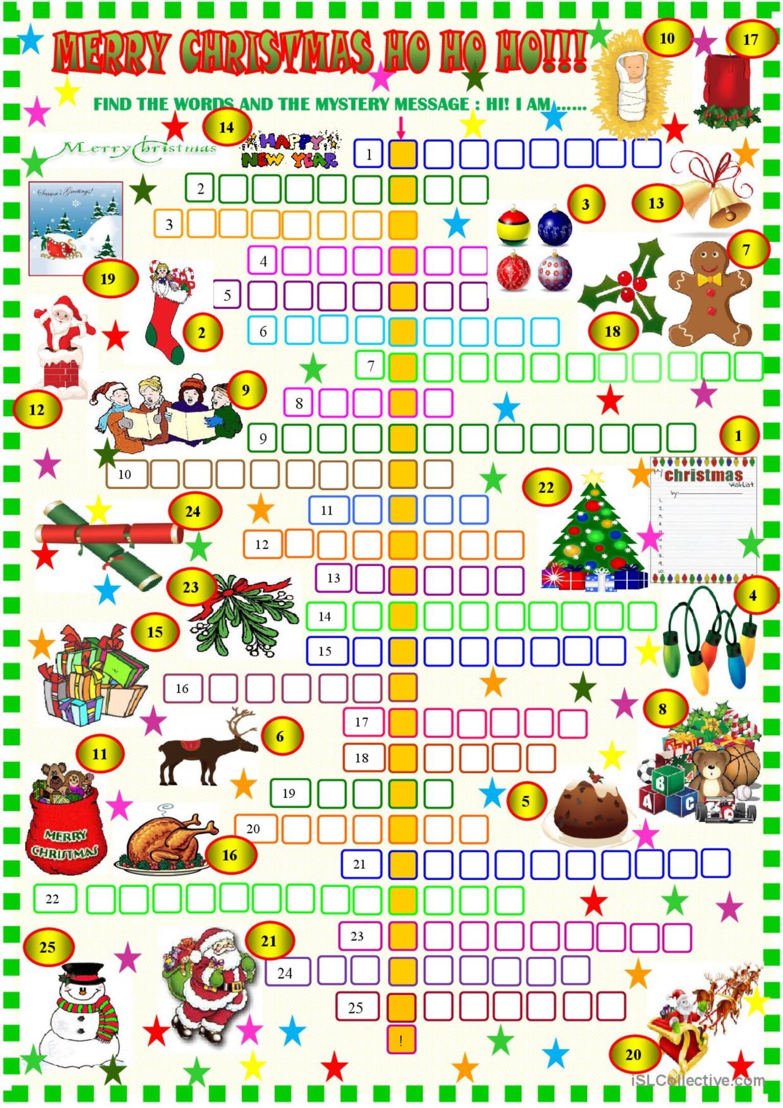 Merry Christmas Crossword Crossword English ESL Worksheets Pdf Doc