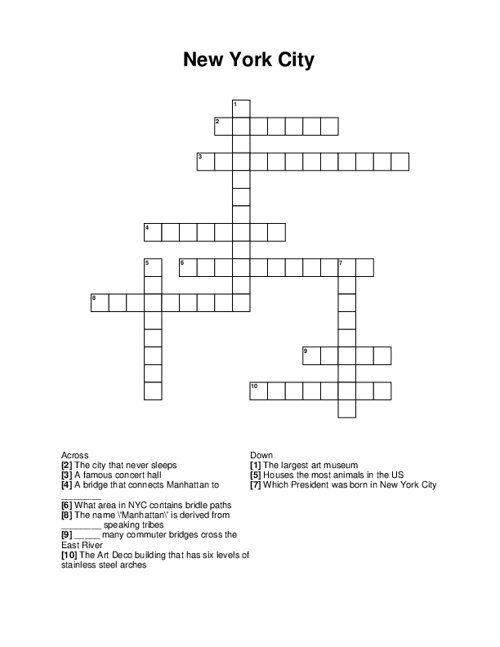 New York City Crossword Puzzle