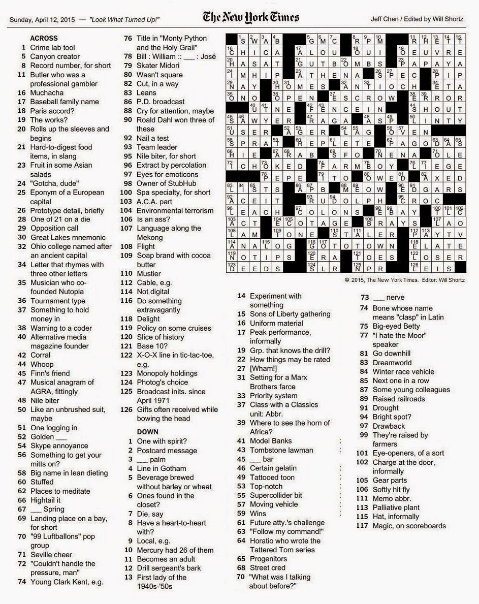 New York Crossword Puzzle Printable Printable Crossword Puzzles