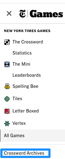 New York Times Crossword Archive Help