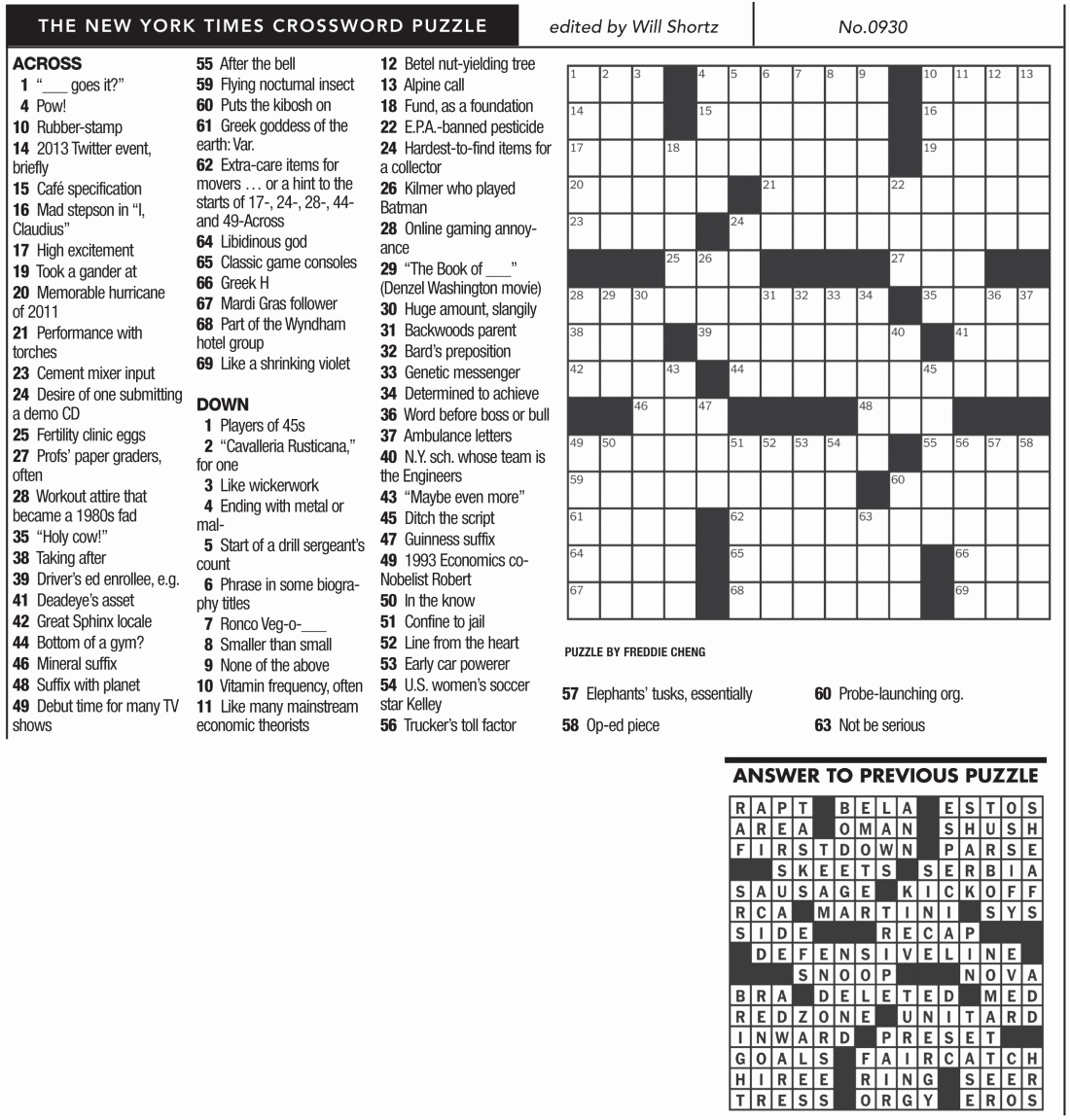 New York Times Crossword Printable Free Free Printable