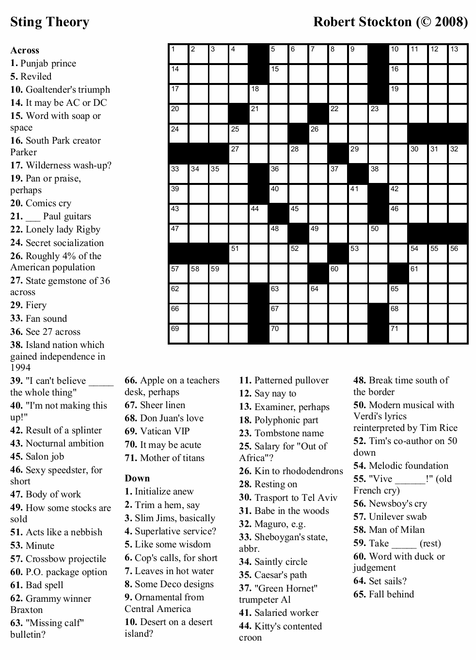 New York Times Sunday Crossword Puzzle Printable Printable Crossword