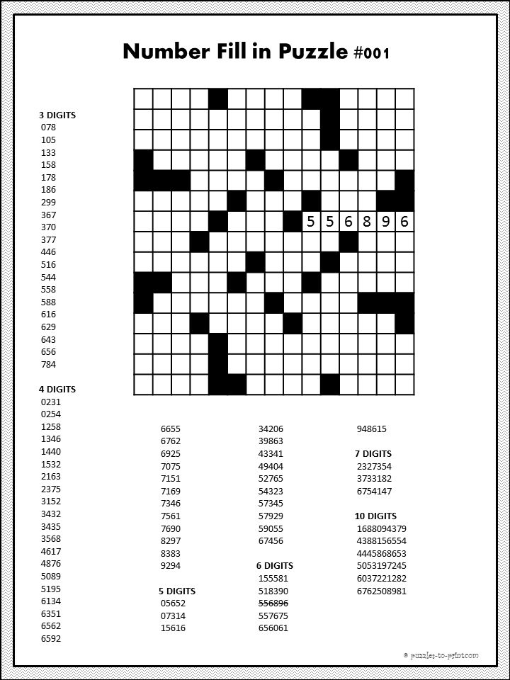 Number Crossword Puzzle Printable Bernard S Sinn
