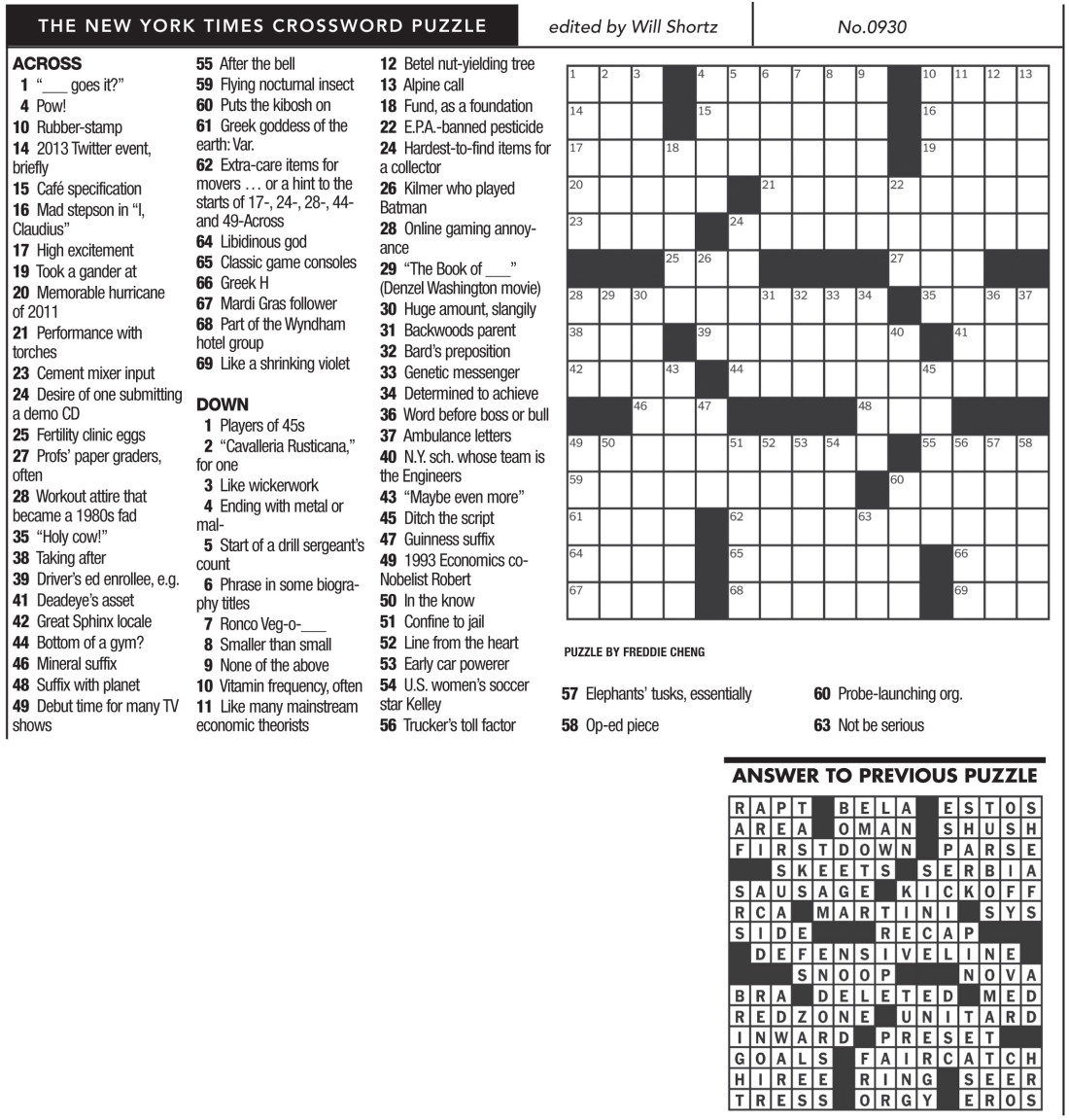 NY Times Crossword 0930 Mountain Xpress