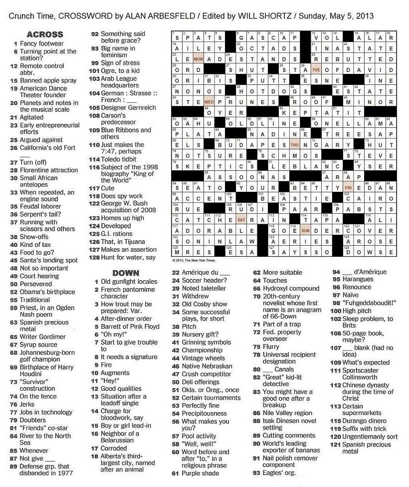 Ny Times Crossword FINDERS