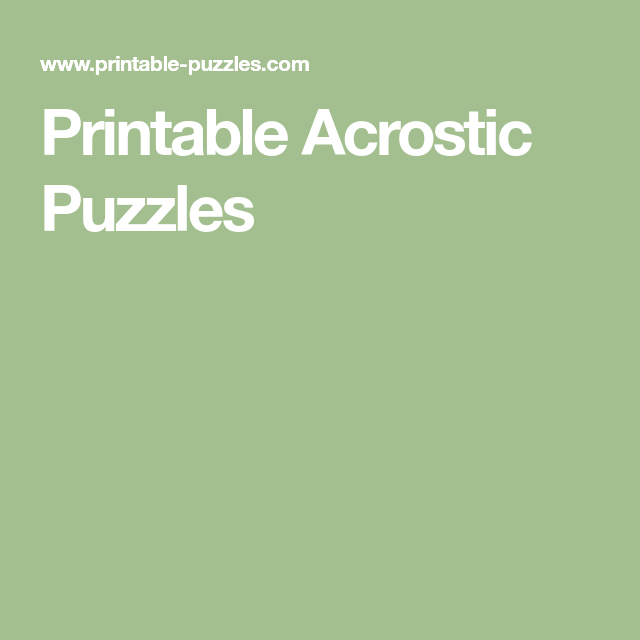 Printable Acrostic Puzzles Acrostic Online Puzzles Puzzle Books