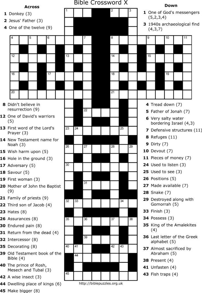 Printable Bible Puzzles Kjv Printable Crossword Puzzles Sally 