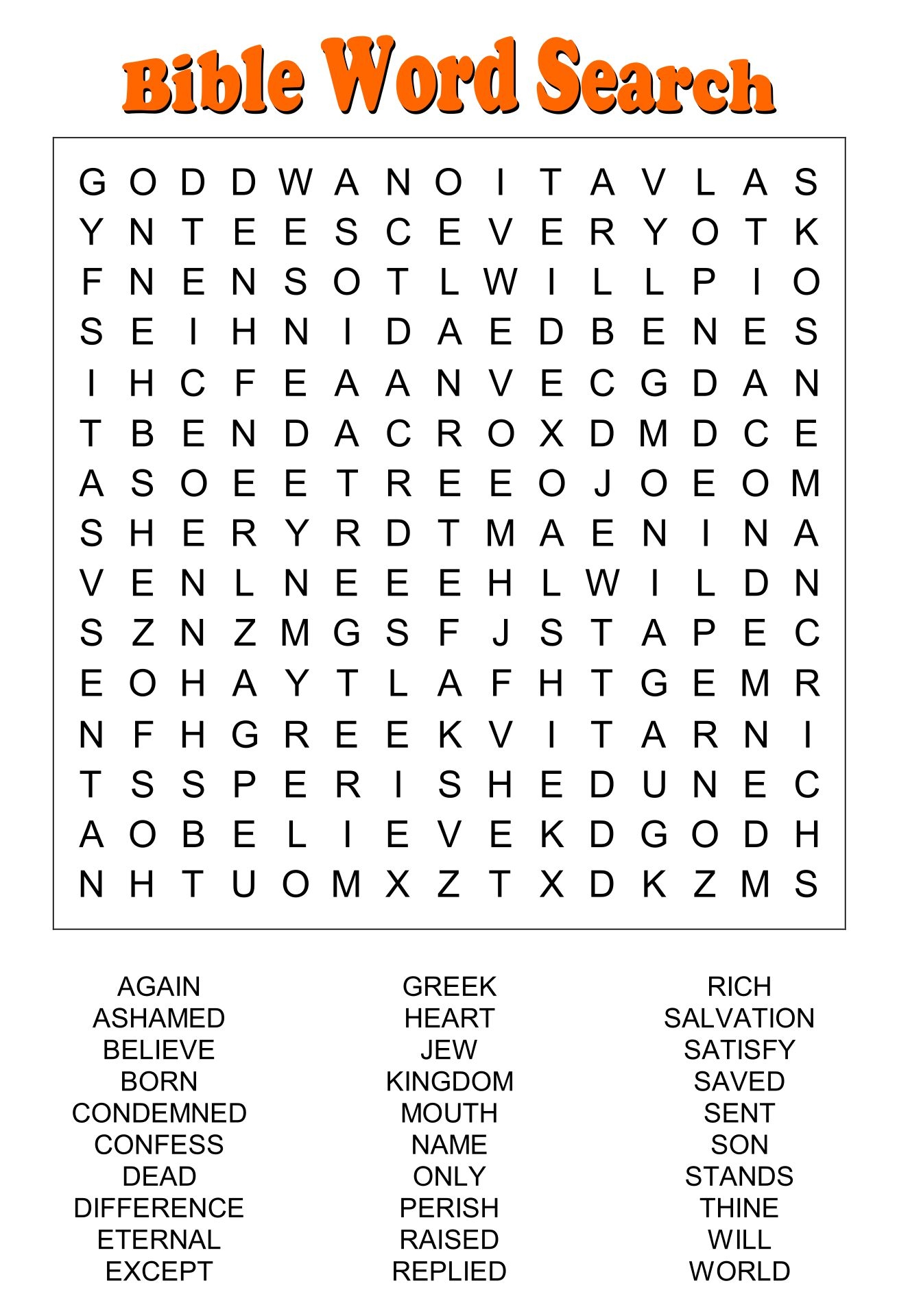 Printable Bible Word Search Puzzles Printable Bible Word Search Puzzles
