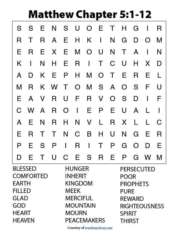 Printable Bible Word Search Puzzles