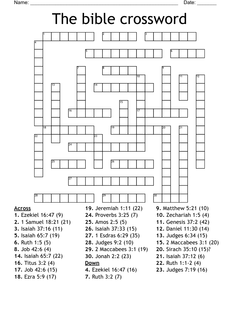 Printable Biblical Crossword Puzzles Template insidethehood