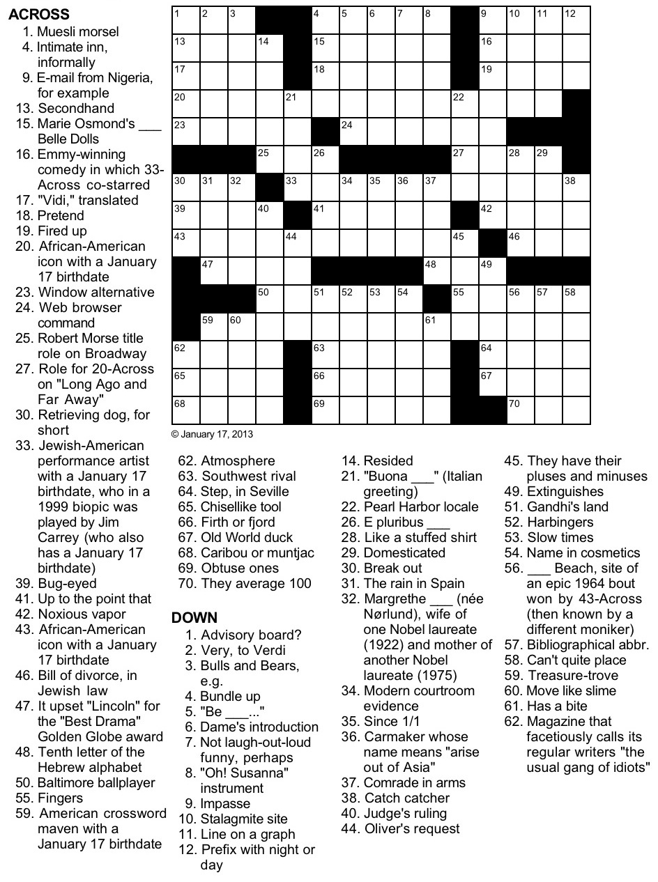 Printable Celebrity Crossword Puzzles Online Printable Crossword Printable Celebrity Crossword Puzzles Online Printable Crossword