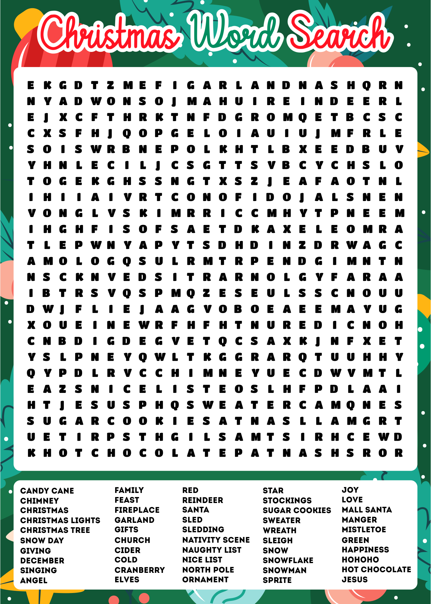 Printable Christmas Word Search Puzzles Udlvirtual esad edu br