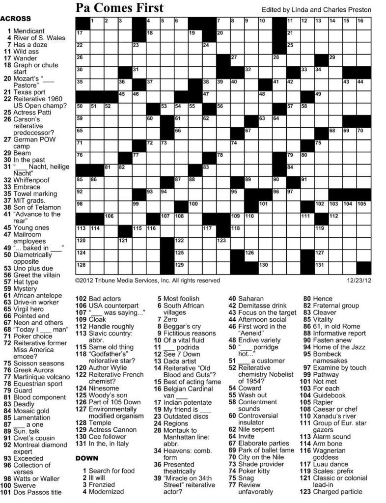 Printable Crossword Puzzle Boston Globe Printable Crossword Puzzles 