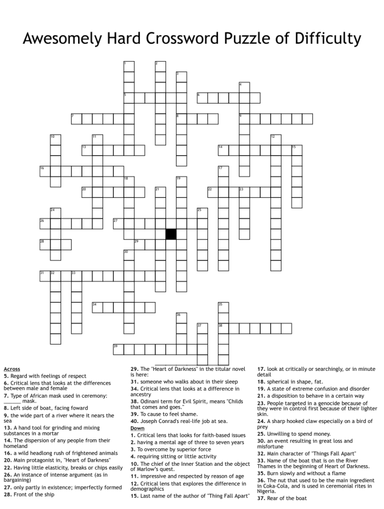 Printable Crossword Puzzles For Adults Hard Free Crossword Puzzles