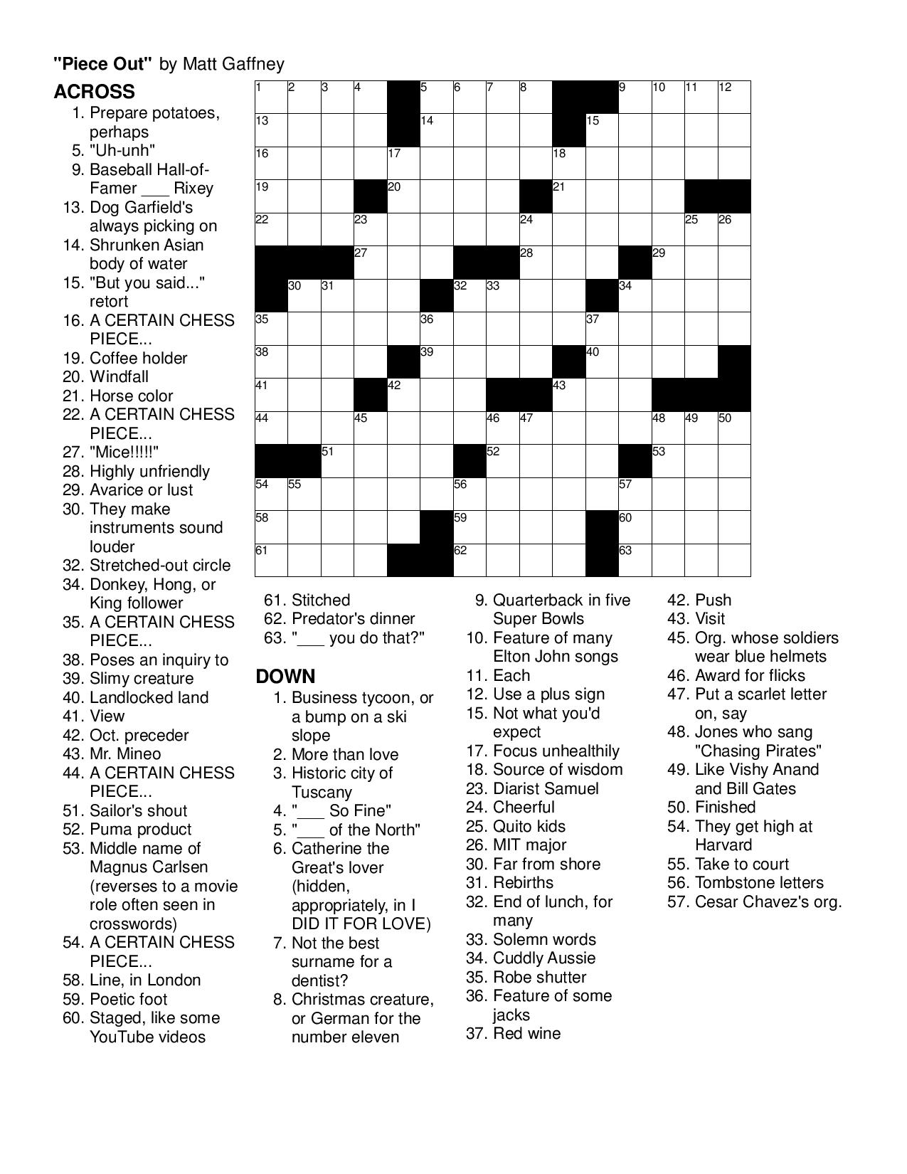 Printable Crossword Puzzles Merl Reagle Download Them Or Print Merl 