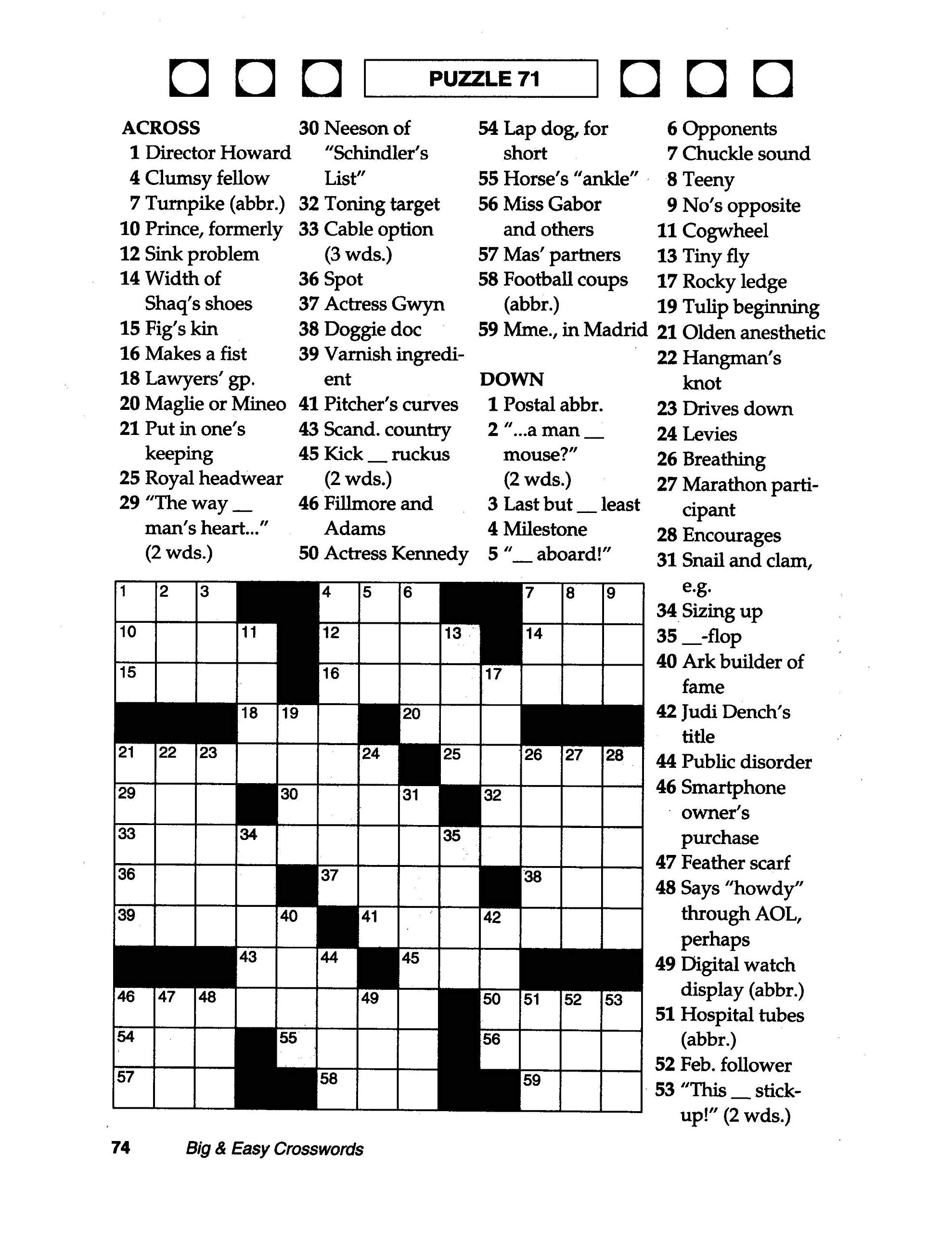 Printable Crosswords By Thomas Joseph Printable Crossword Puzzles