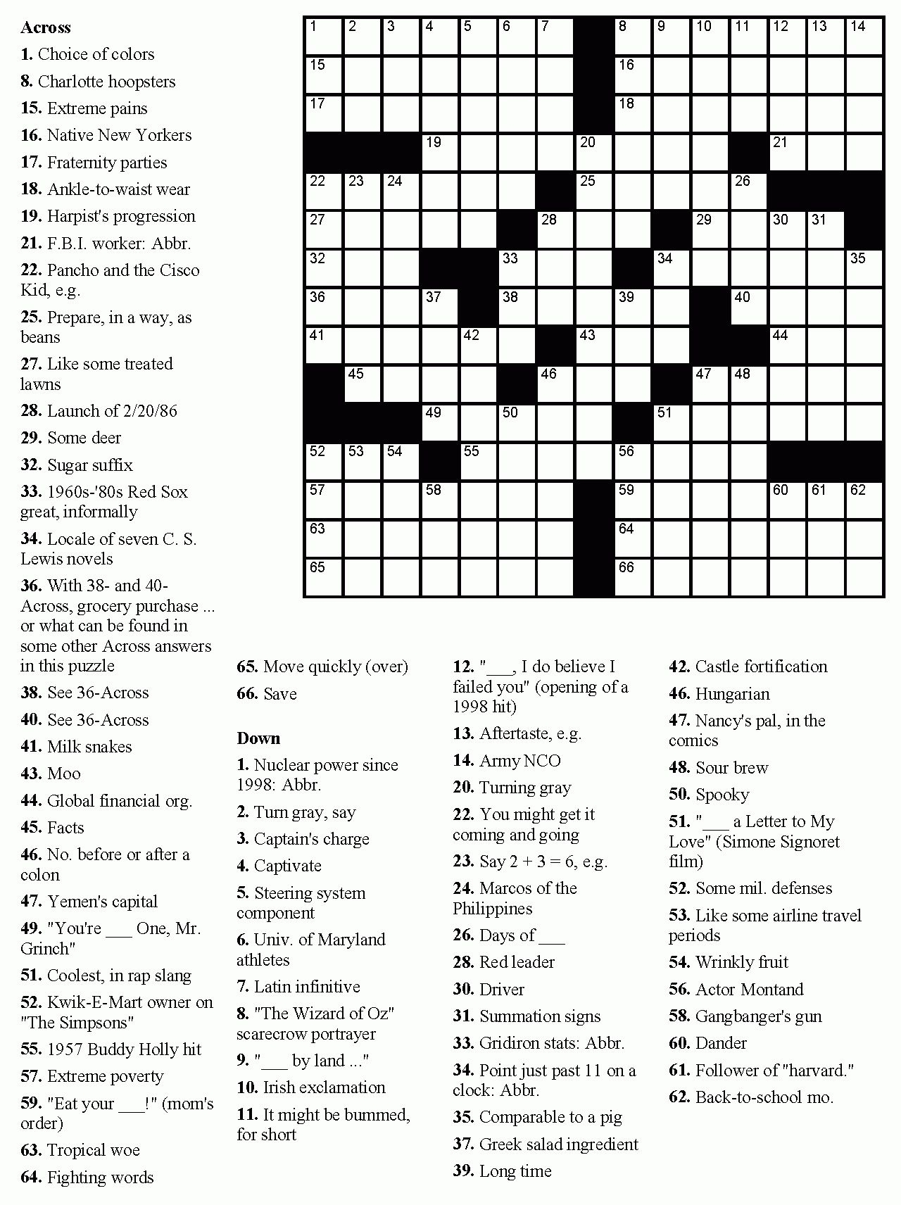 Printable Crosswords Puzzles