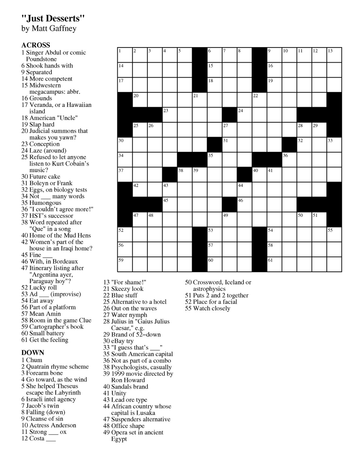 Printable Daily Crosswords Puzzles Junctionraser