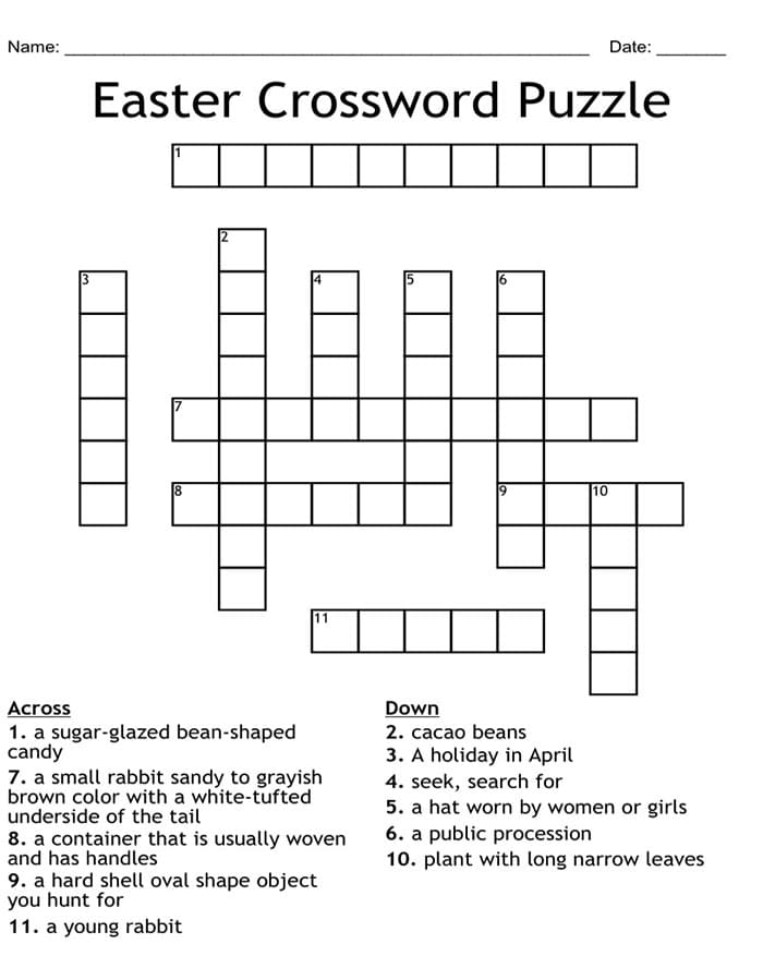 Printable Easter Crossword Puzzles PrintableLib