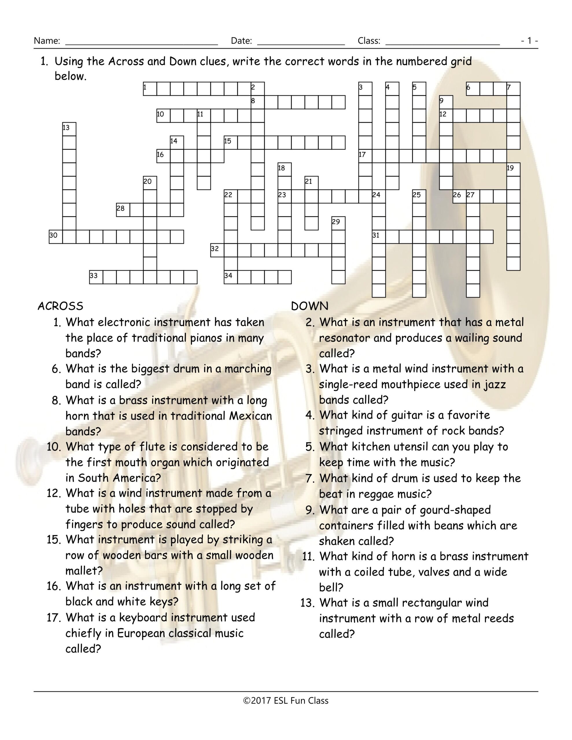 Printable Esl Crossword Puzzles Printable Crossword Puzzles