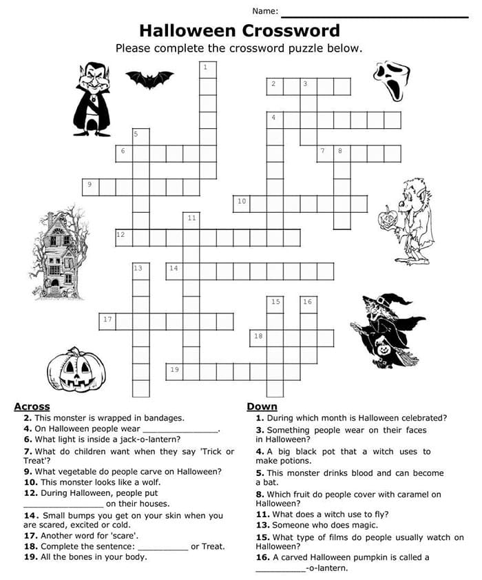 Printable Halloween Crossword Puzzles Daily Free Download And Print 