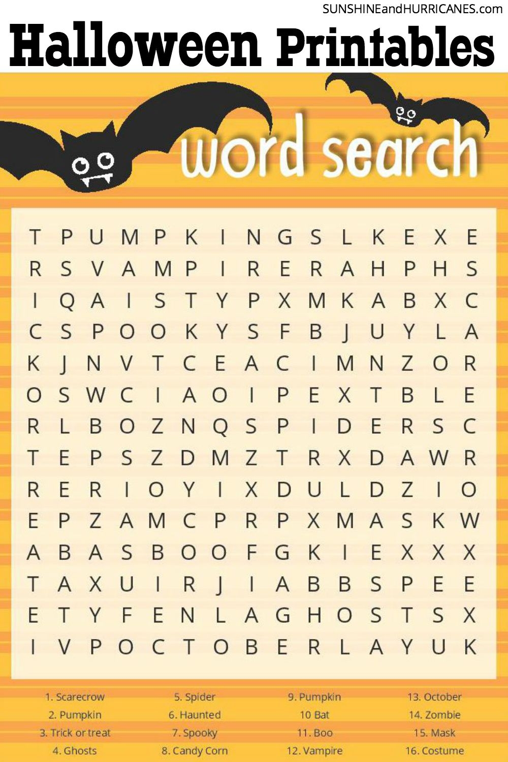 Printable Halloween Crossword Puzzles Word Searches Word Search Maker
