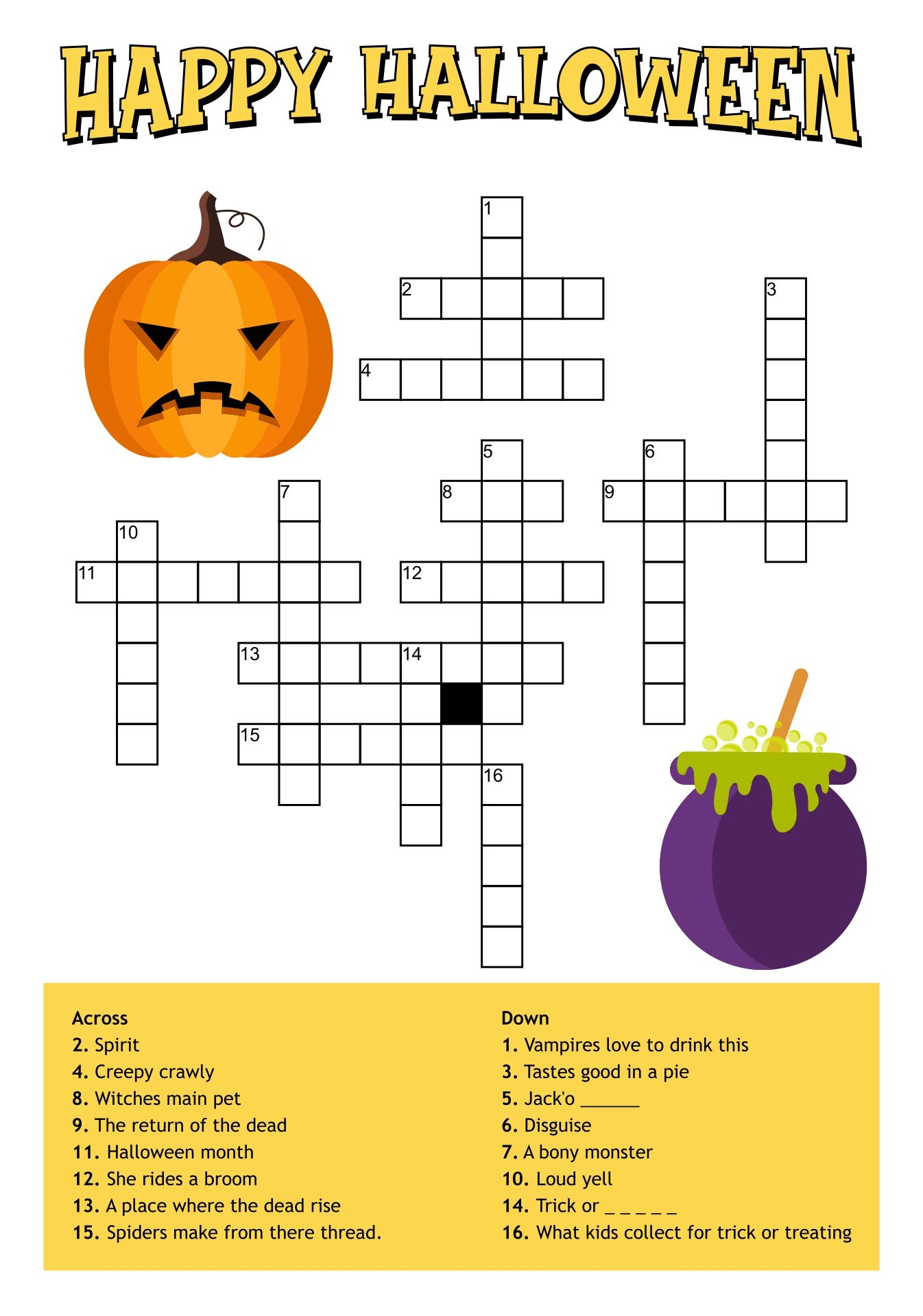 Printable Halloween Crossword