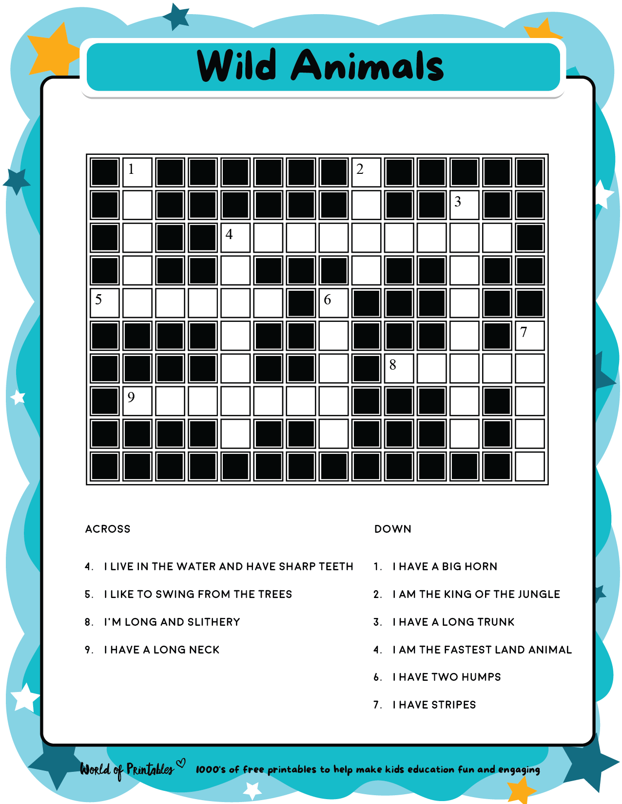 Printable Kids Crossword Puzzles World Of Printables