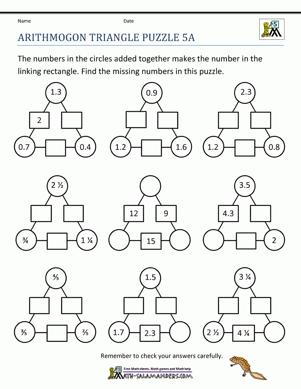 Printable Math Puzzles 5th Grade