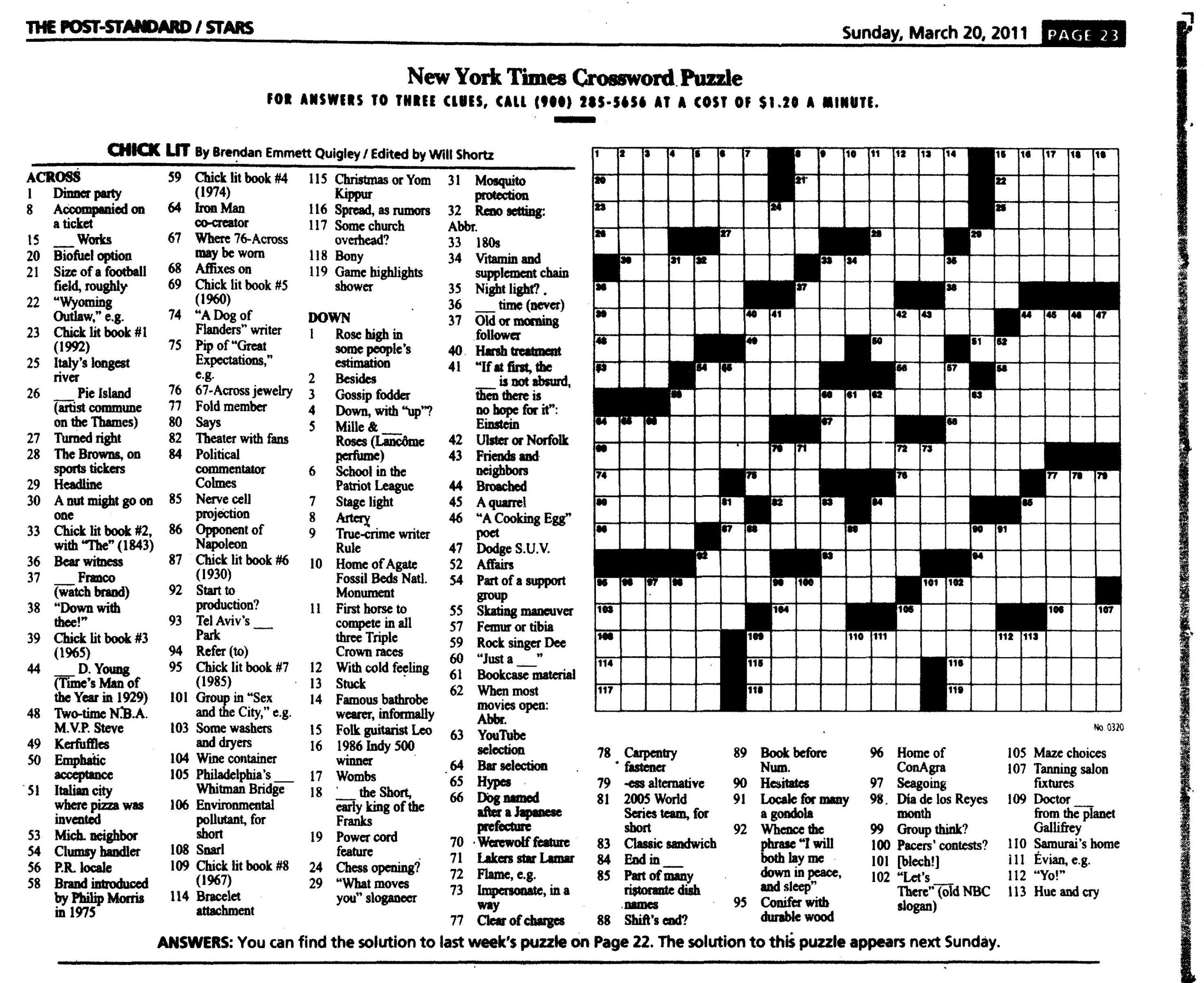Printable New York Crossword Puzzles Printable Crossword Puzzles New 
