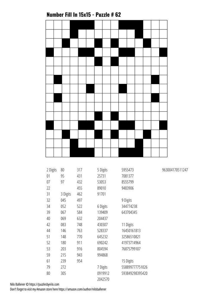 Printable Number Fill In Puzzles
