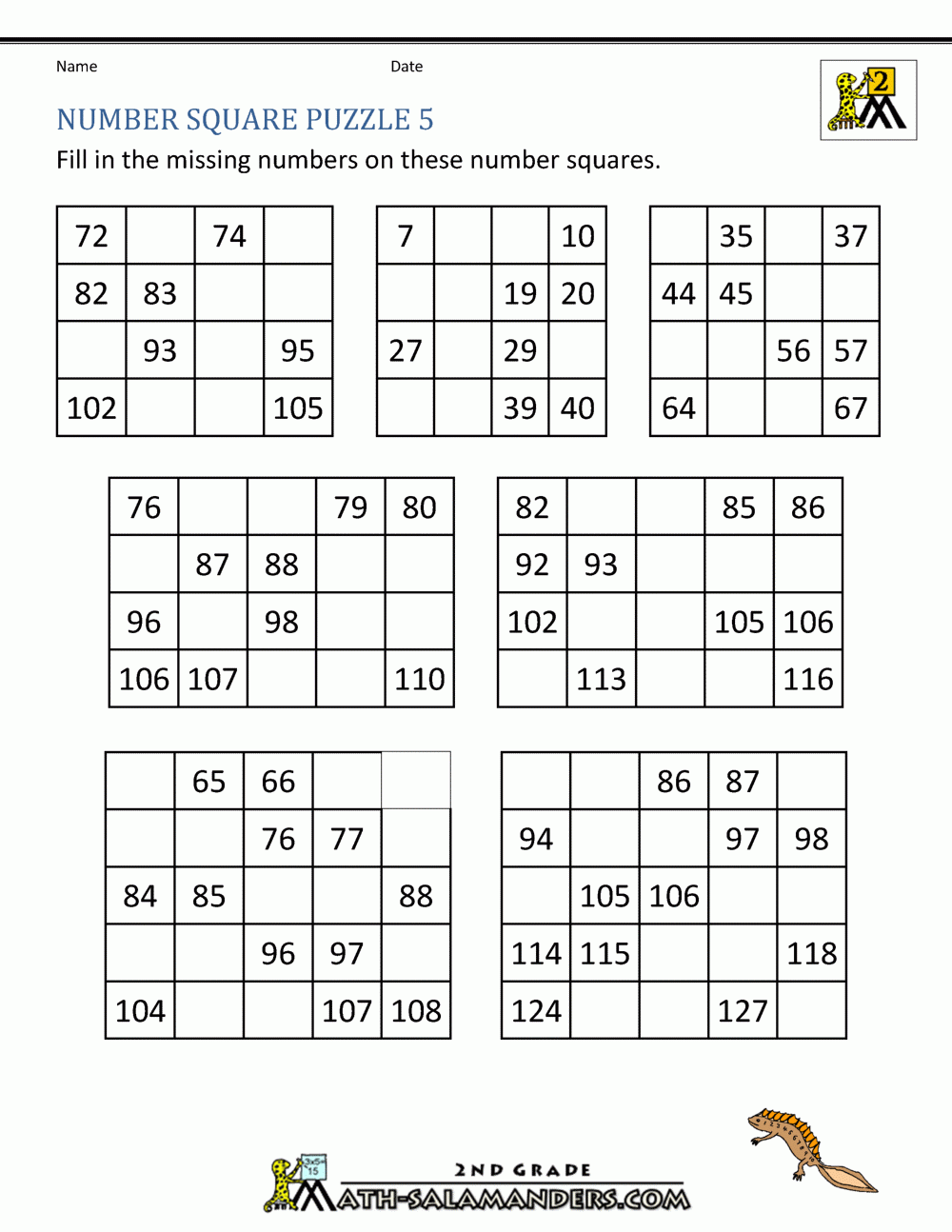 Printable Number Puzzles