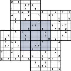 Printable Samurai Soduku Puzzles