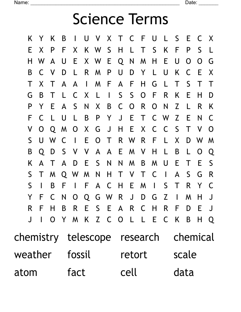 Printable Science Word Search Puzzles Science Words Science Word 