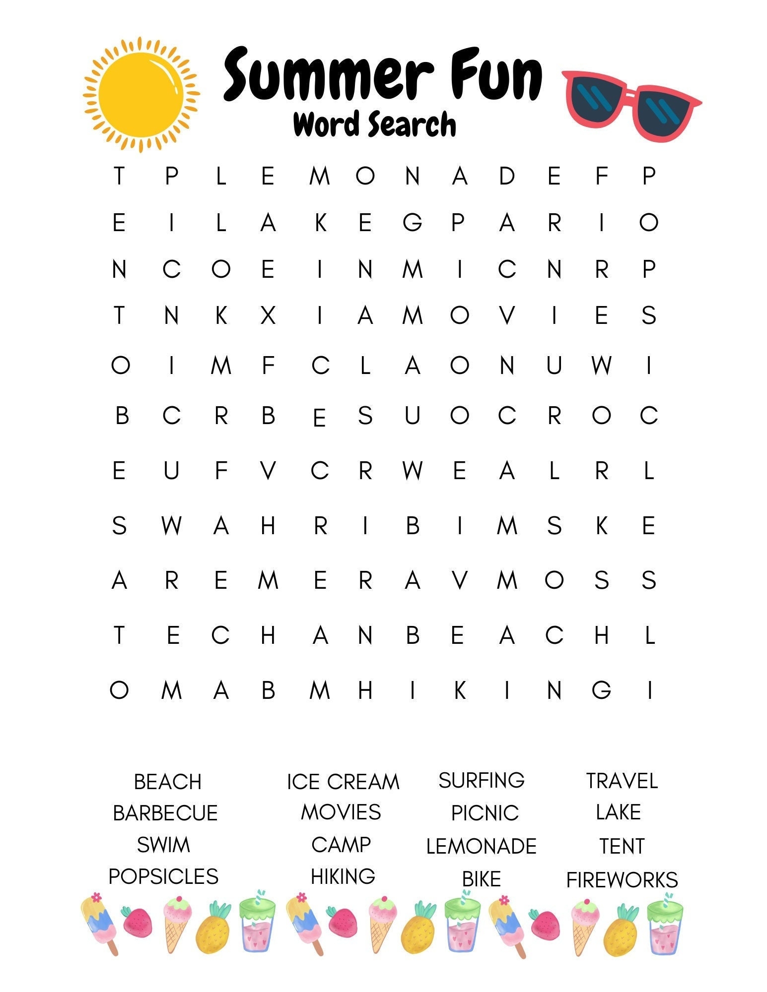 Printable Summer Word Search Crafts Kids Love Chefrito