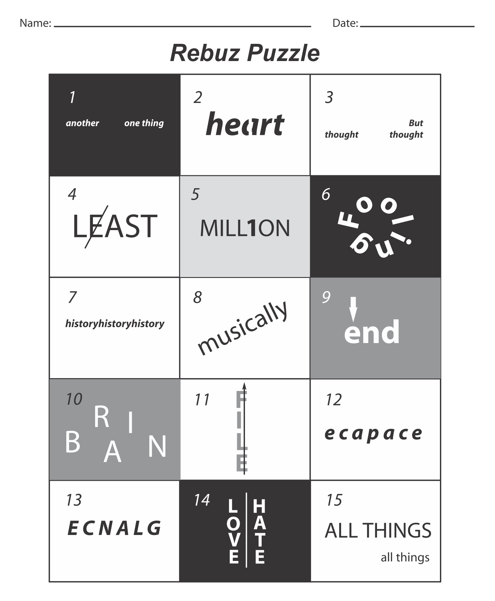 Rebus Printable Puzzles