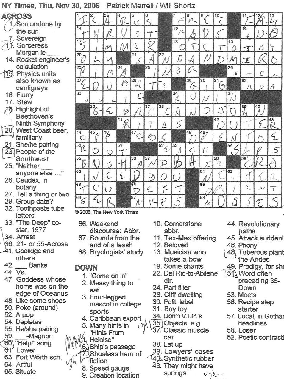 Rex Parker Does The Nyt Crossword Puzzle Today Answers 