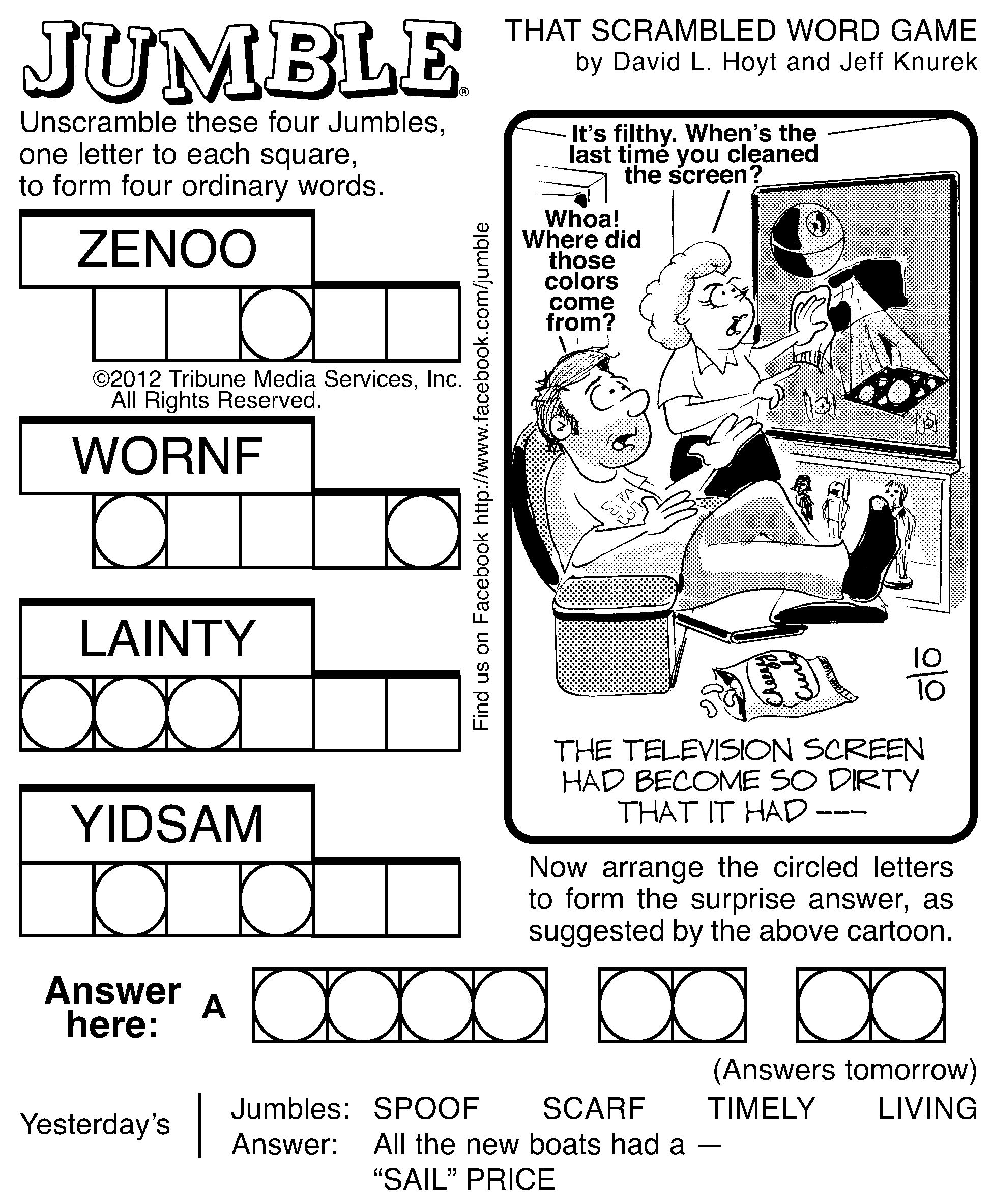 Sample Of Square Sunday Jumble Crosswords Tribune Content Agency