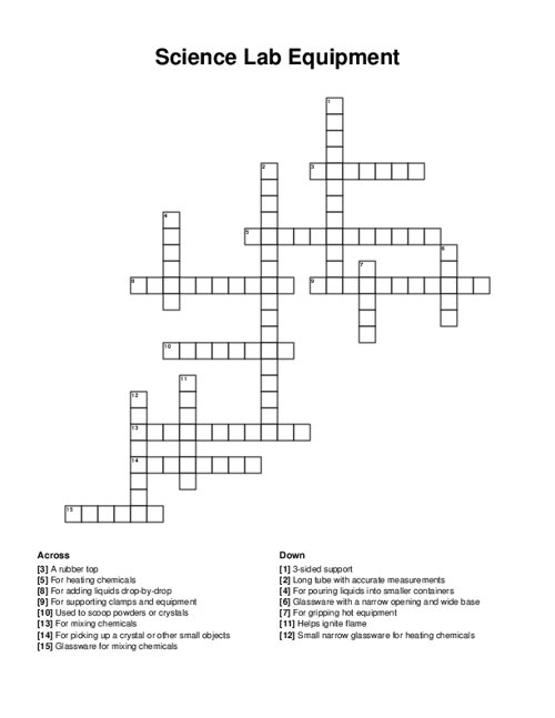 Science Lab Equipment Crossword Puzzle