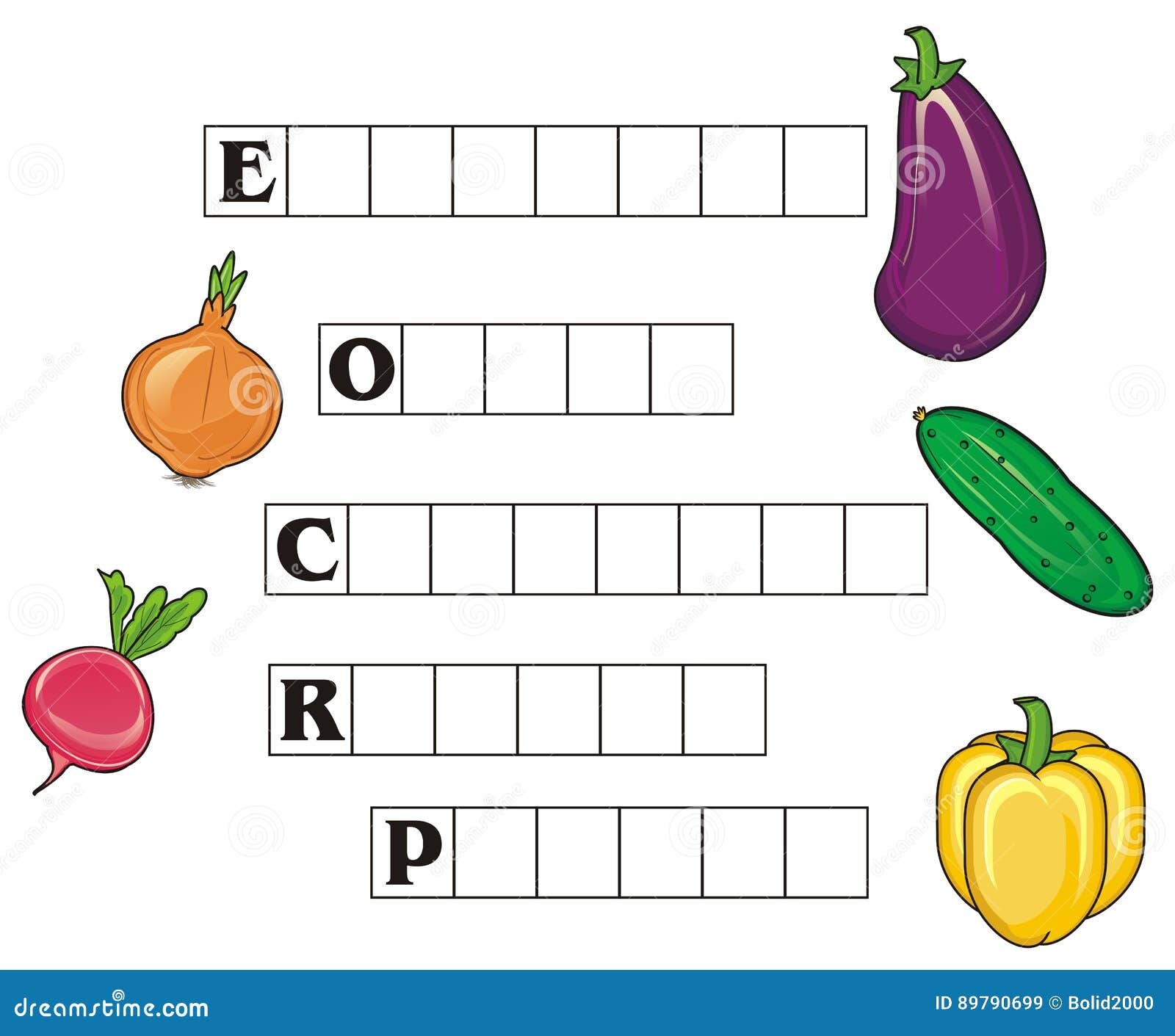 Simply Crossword With Five Vegetables Stock Illustration Illustration 