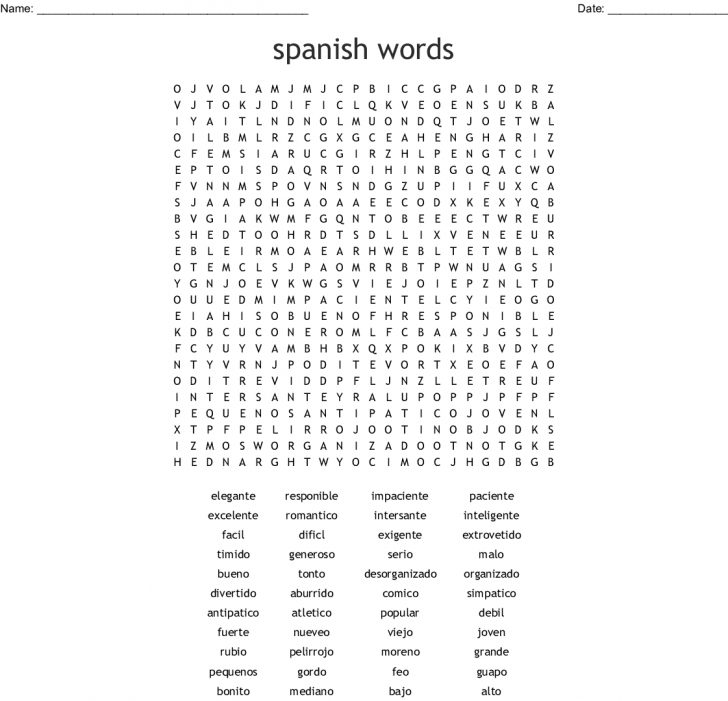 Spanish Words Word Search Wordmint Word Search Printable