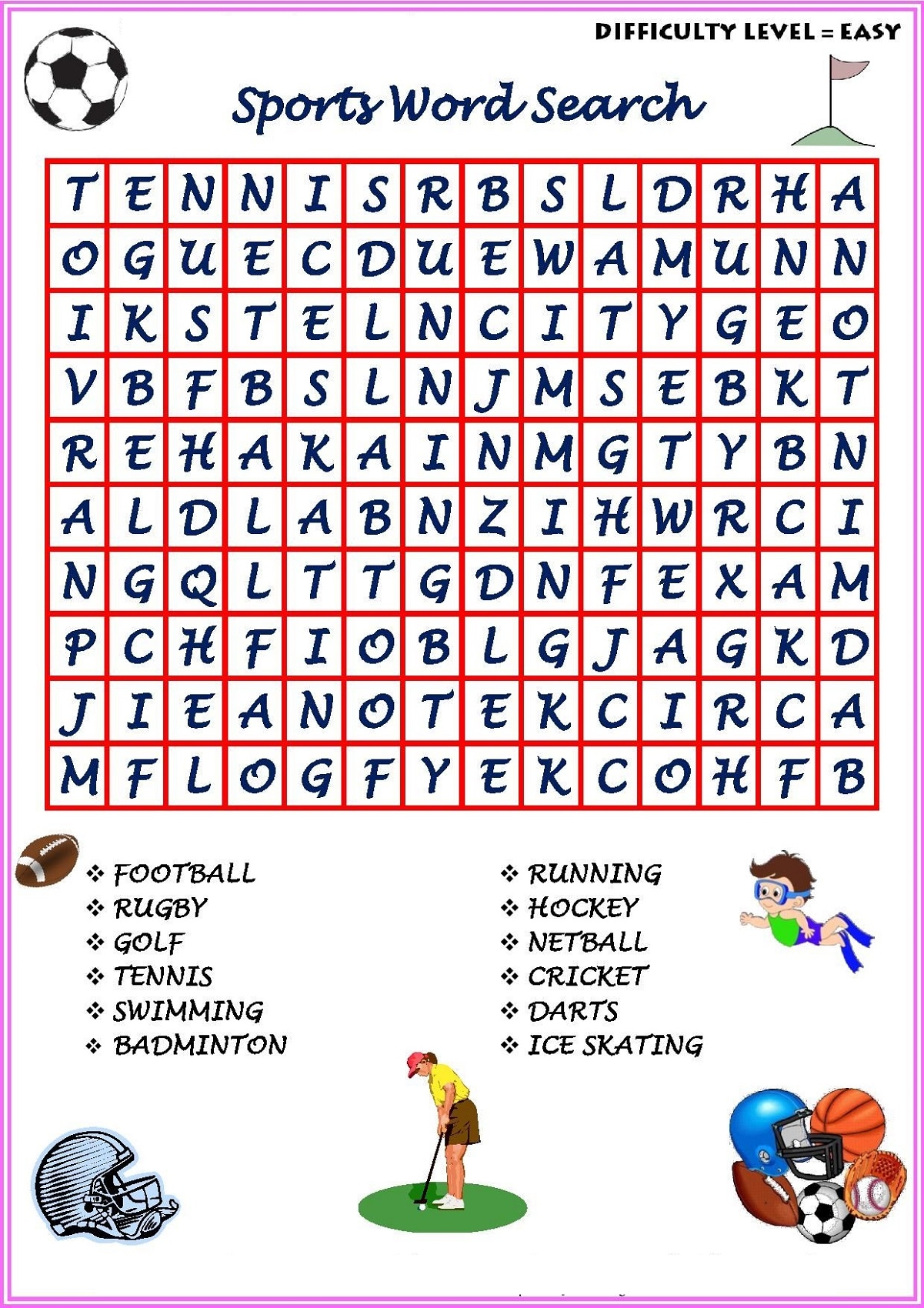 Sports Word Search Puzzles Printable Word Search Maker