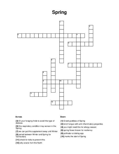 Spring Crossword Puzzle