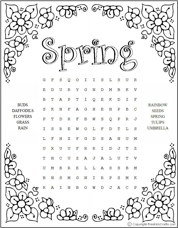 Spring Word Puzzles For Kids
