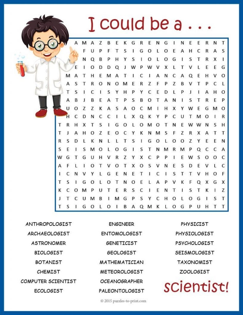 Stem Day Activity Science Career Word Search Fun Science Word 